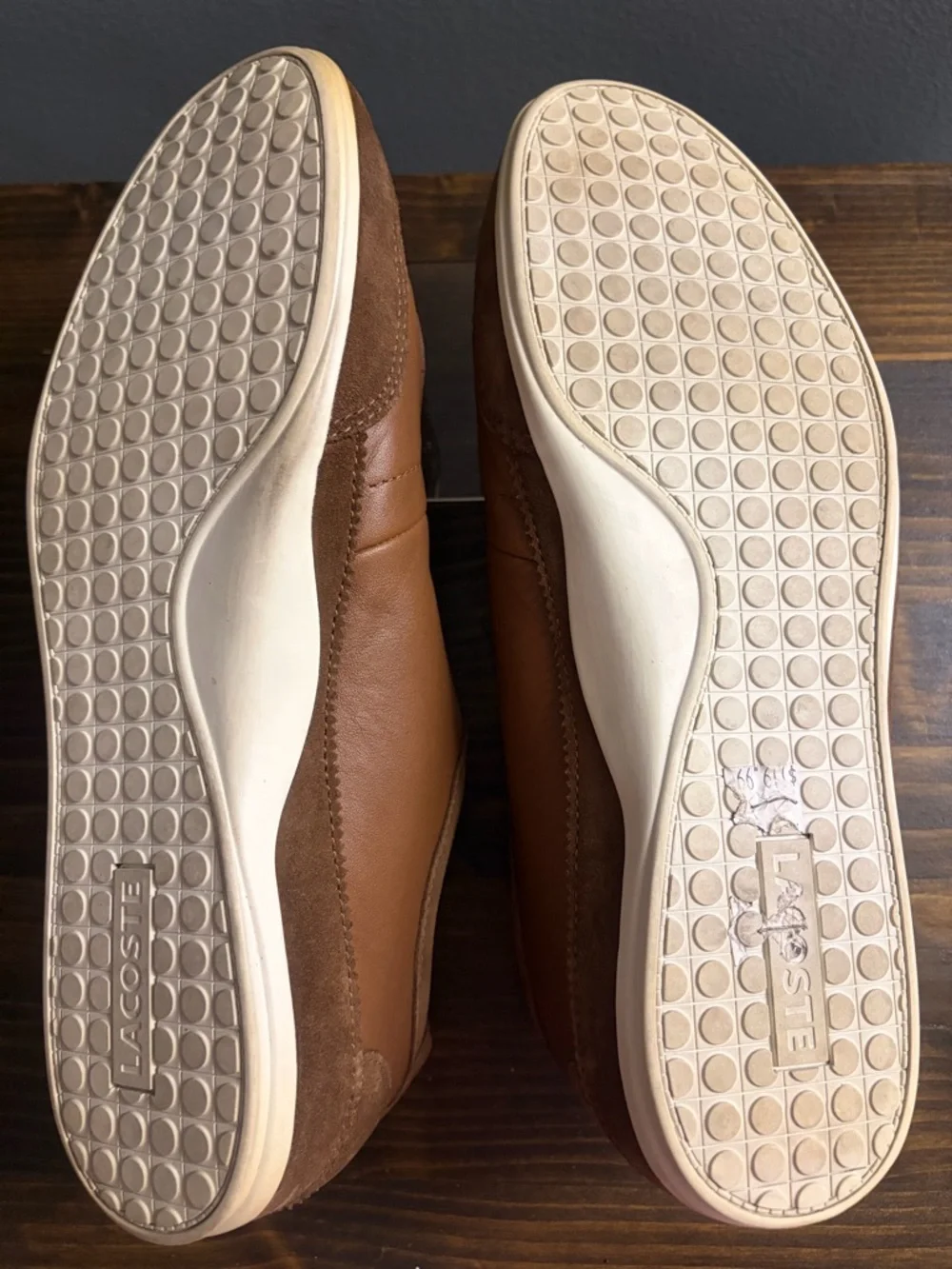 Lacoste Men’s Misano 15 SRM Brown Leather & Suede Low-Top Sneakers Size 11